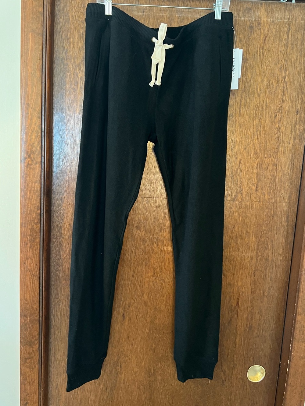 Nordstrom Theo & Spence XL Black Lounge Pants with Cream Drawstring